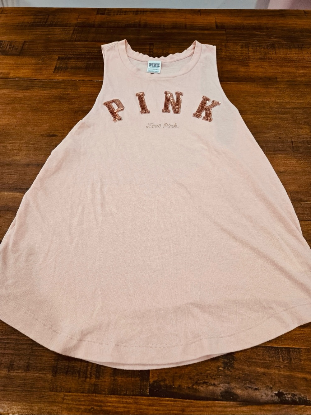 PINK Victoria's Secret Light Blush Tank Dress with Sequin Logo